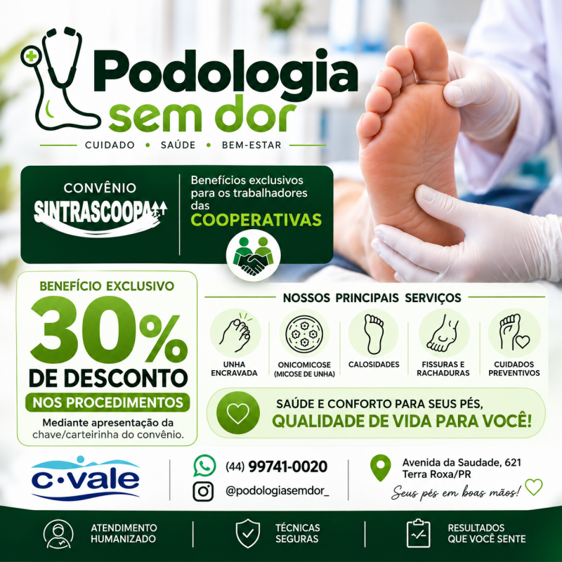 QUALIDADE DE VIDA: Saúde começa pelos pés: Sintrascoopa amplia acesso à podologia com desconto de 30%