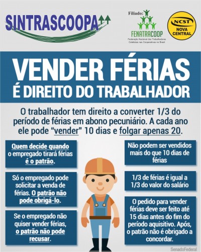 O trabalhador pode vender suas férias?