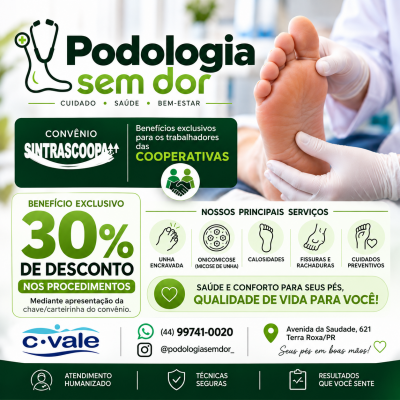 QUALIDADE DE VIDA: Saúde começa pelos pés: Sintrascoopa amplia acesso à podologia com desconto de 30%